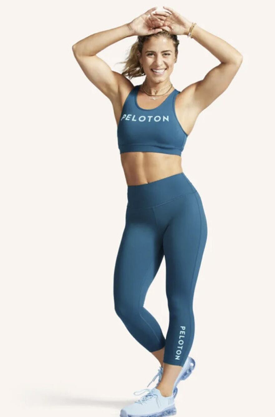 PELOTON Essential Capri Active Leggings Teal Blue - Crop Sz Med Nwt